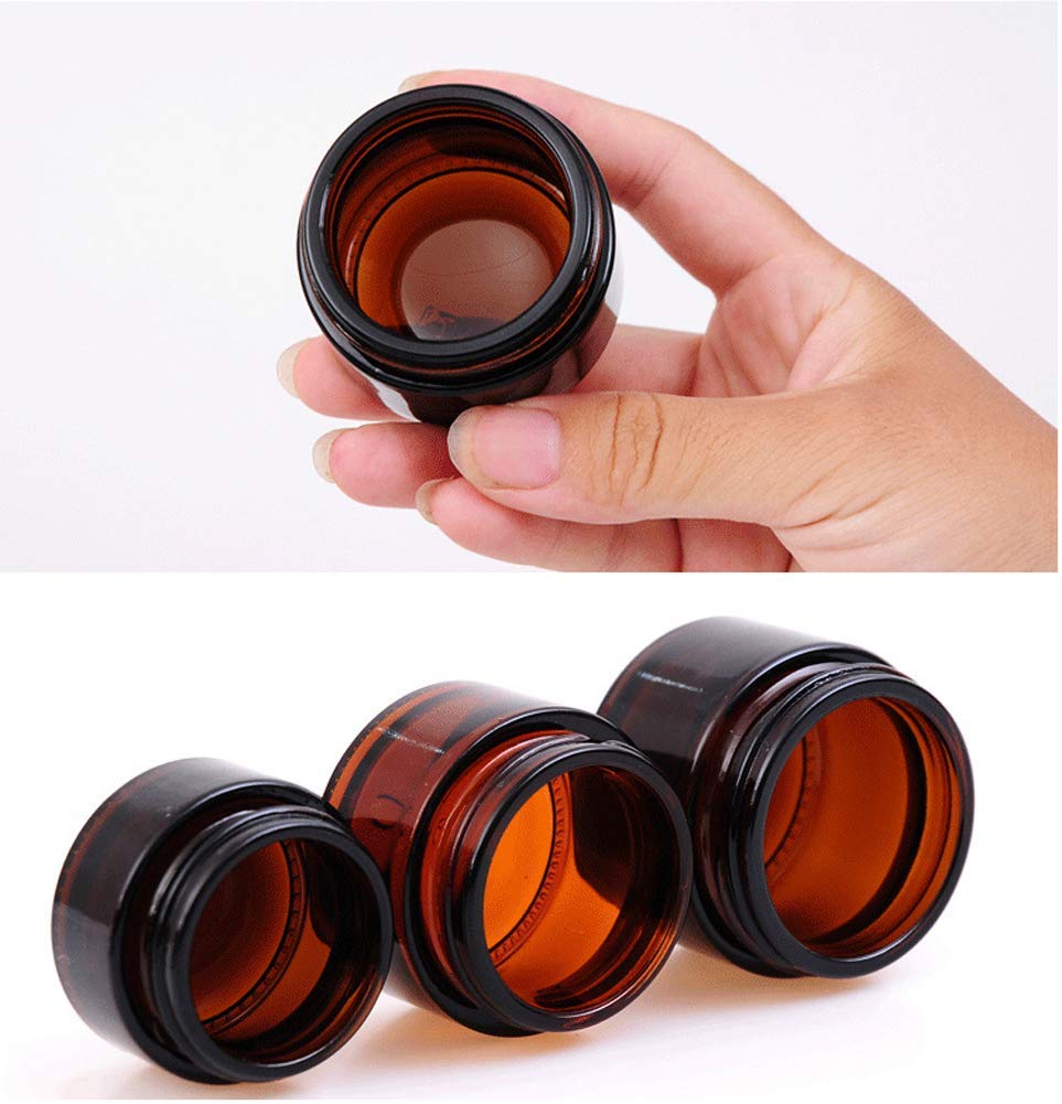 5Pcs 10Ml 0.35Oz Travel Size Empty Refillable Amber Glass Cosmetic Containers Round Sample Jars Pot Vial Bottle With Inner Liner